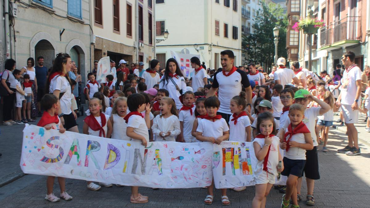 Celebración del encierro de San Fermín el año pasado en los udalekus.