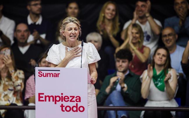 Yolanda Díaz durante la presentación de su candidatura.