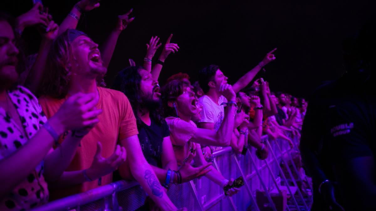 Varias personas disfrutan de un festival de música.