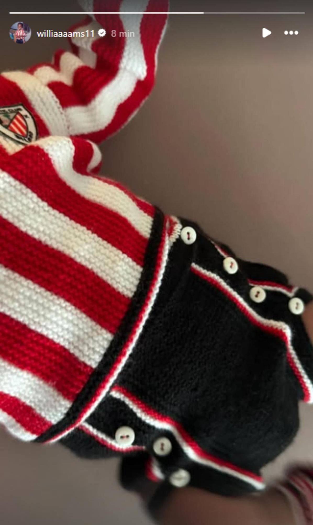 El hijo de Iñaki Williams y Patricia Morales con el pijama del Athletic