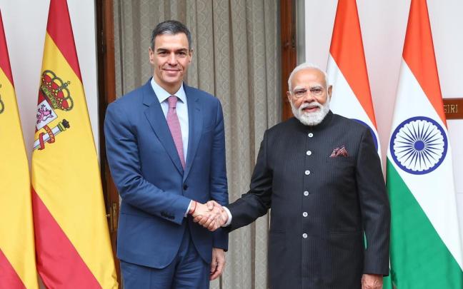 El presidente del Gobierno, Pedro Sánchez, se reúne con el primer ministro de India, Narendra Modi.