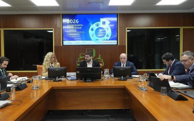 El secretario general de Coordinación y Proyectos Estratégicos, Mikel Iriondo, durante su comparecencia ante la Comisión de Hacienda y Finanzas del Parlamento Vasco.