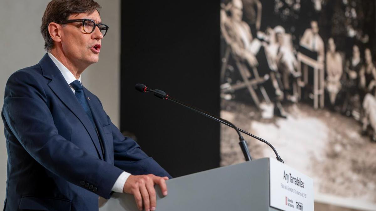 El president de la Generalitat, Salvador Illa, durante el inicio del Any Tarradellas.