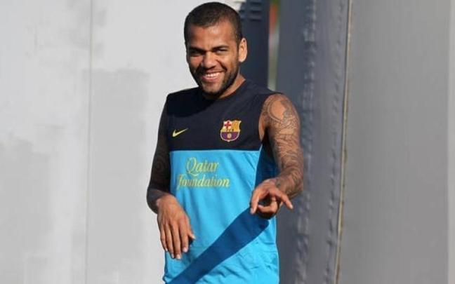 Dani Alves entrenando con el Barcelona. Dani Alves entrenando con el Barcelona.