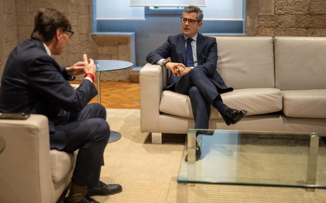El president de la Generalitat de Catalunya, Salvador Illa, y el ministro de la Presidencia, Justicia y Relaciones con las Cortes, Félix Bolaños.