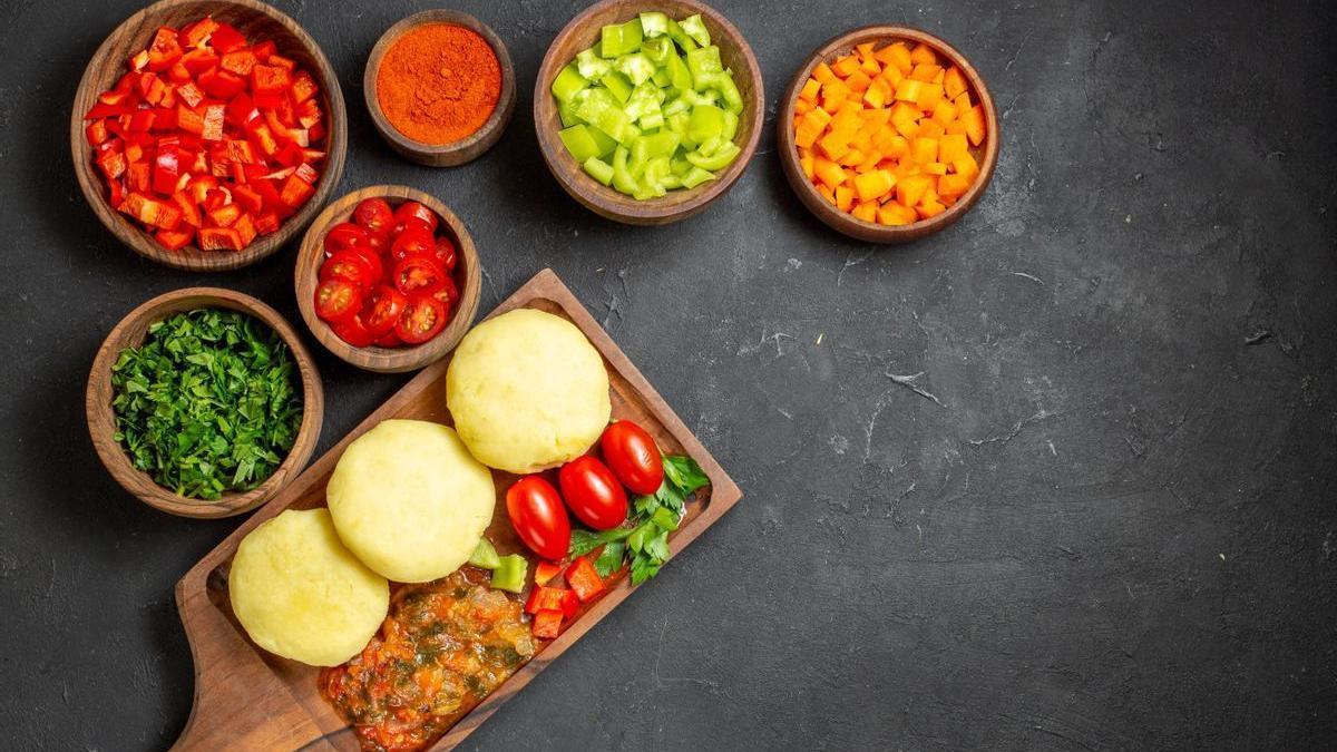 Ingredientes picados, listos para cocinar