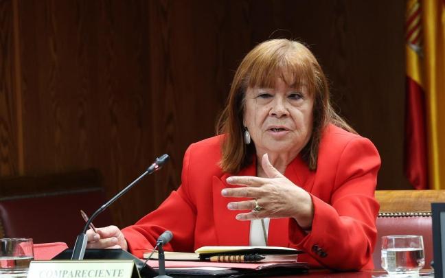 La presidenta del PSOE, Cristina Narbona, durante su comparecencia ante la Comisión de Investigación del ‘caso Koldo’, en el Senado, a 22 de julio de 2026.