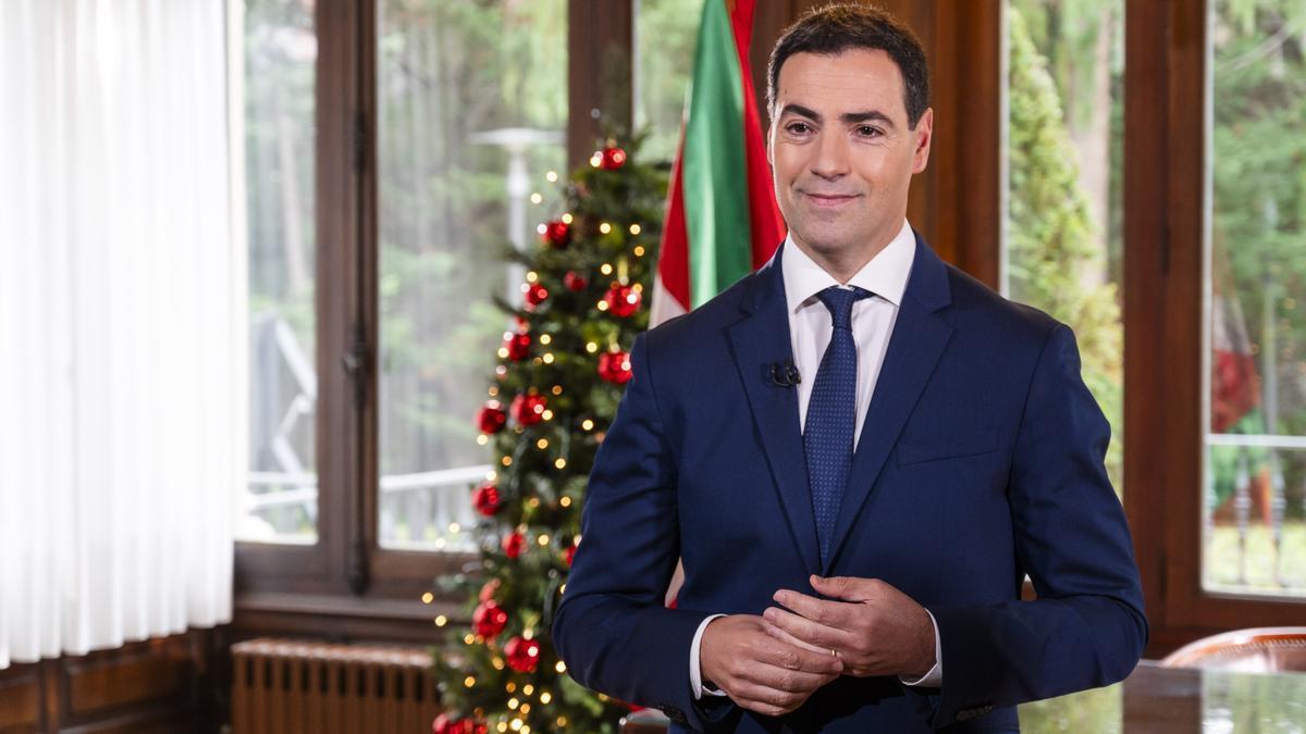 Imanol Pradales durante su discurso de fin de año.