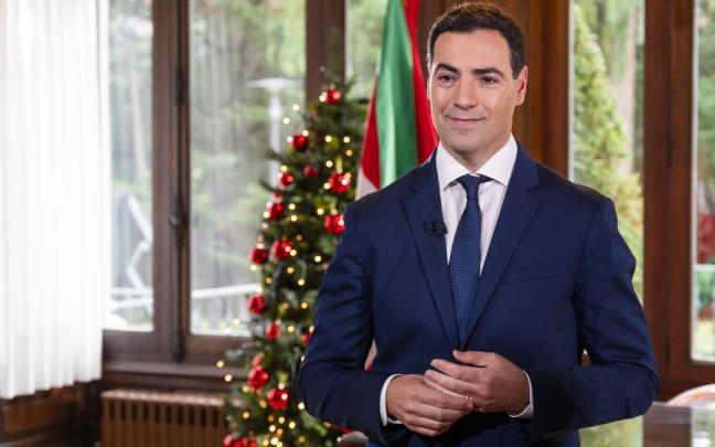 Imanol Pradales durante su discurso de fin de año.