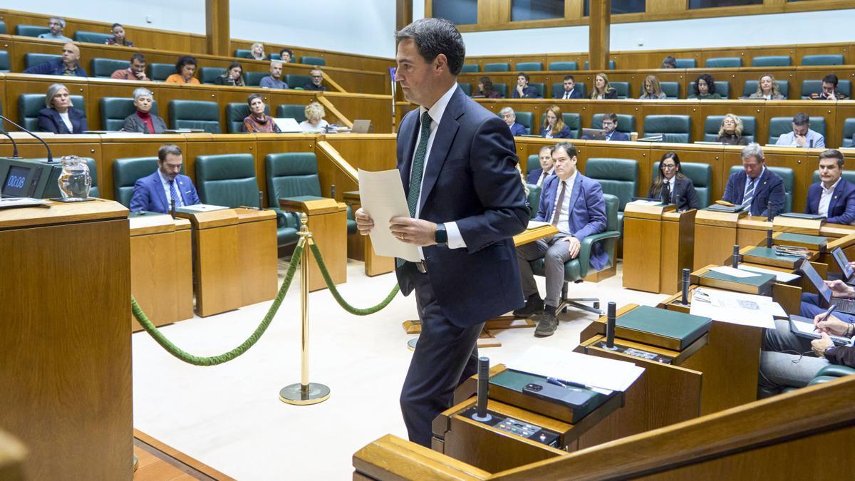 El lehendakari, Imanol Pradales, este viernes en el Parlamento Vasco