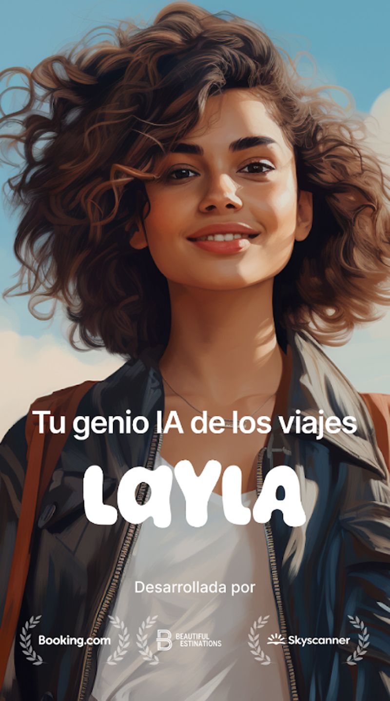 Imagen de Layla, otra asistente virtual, que se puede encargar de reservar vuelos o habilitar reservas de hotel.