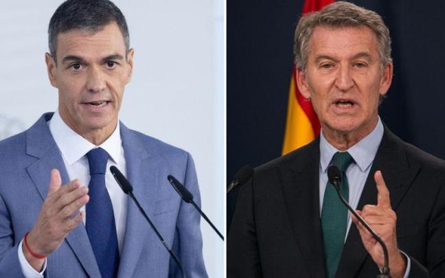 El presidente del Gobierno, Pedro Sánchez, y el líder del PP, Alberto Núñez Feijóo.