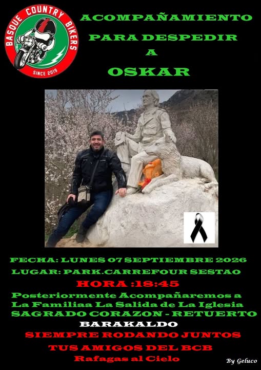 : Homenaje motero en Barakaldo para despedir al hombre asesinado a tiros en Lasesarre