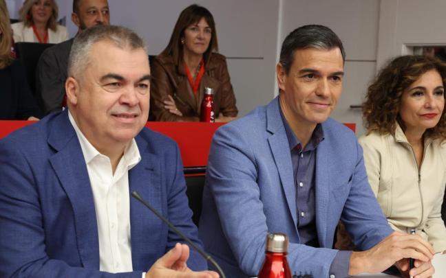 Santos Cerdán junto a Pedro Sánchez y María Jesús Montero en el Comité Federal del PSOE del pasado fin de semana.