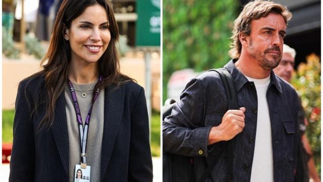La periodista Melissa Jiménez y el piloto Fernando Alonso