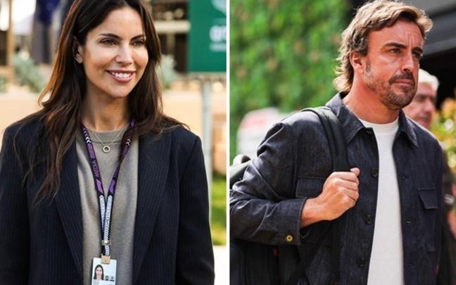 La periodista Melissa Jiménez y el piloto Fernando Alonso