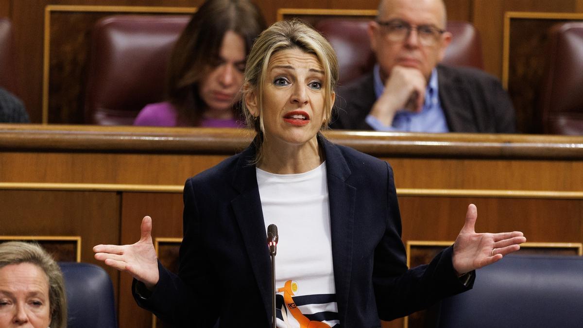 La vicepresidenta segunda del Gobierno español, Yolanda Díaz, en el Congreso.