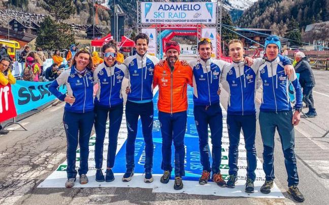 Los representantes de la selección vasca que tomaron parte en los Campeonatos del Mundo de Esquí de Montaña de larga distancia