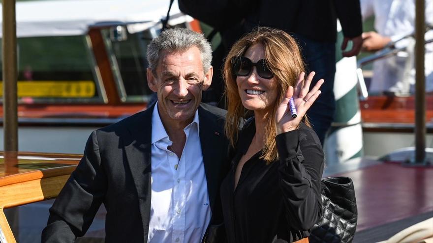 Nicolas Sarkozy y Carla Bruni, en el Festival de Cine de Venecia de 2023.