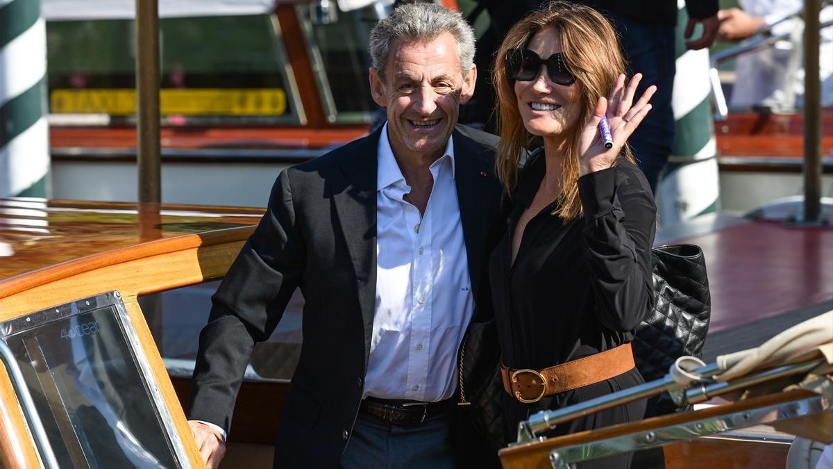 Nicolas Sarkozy y Carla Bruni, en el Festival de Cine de Venecia de 2023.