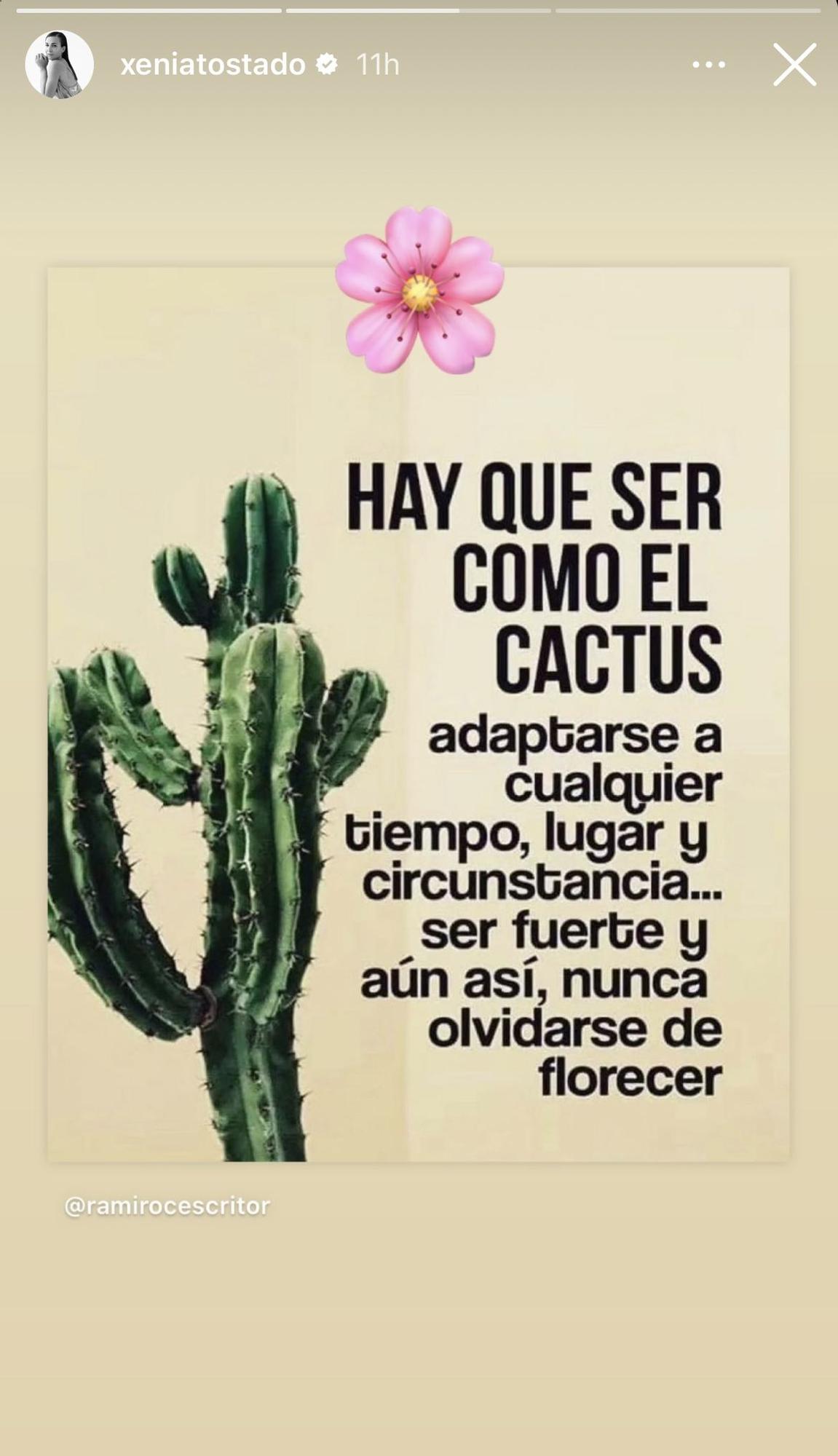 Xenia Tostado comparte una reveladora reflexión en sus redes sociales.