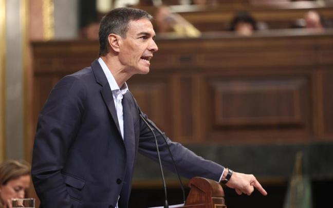 El presidente del Gobierno, Pedro Sánchez, interviene durante una sesión plenaria en el Congreso de los Diputados.