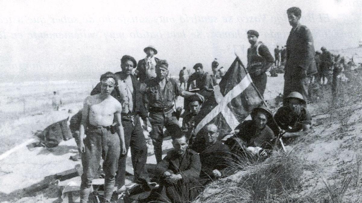Miembros del batallón Gernika que participaron en los combates del Médoc durante la II Guerra Mundial.