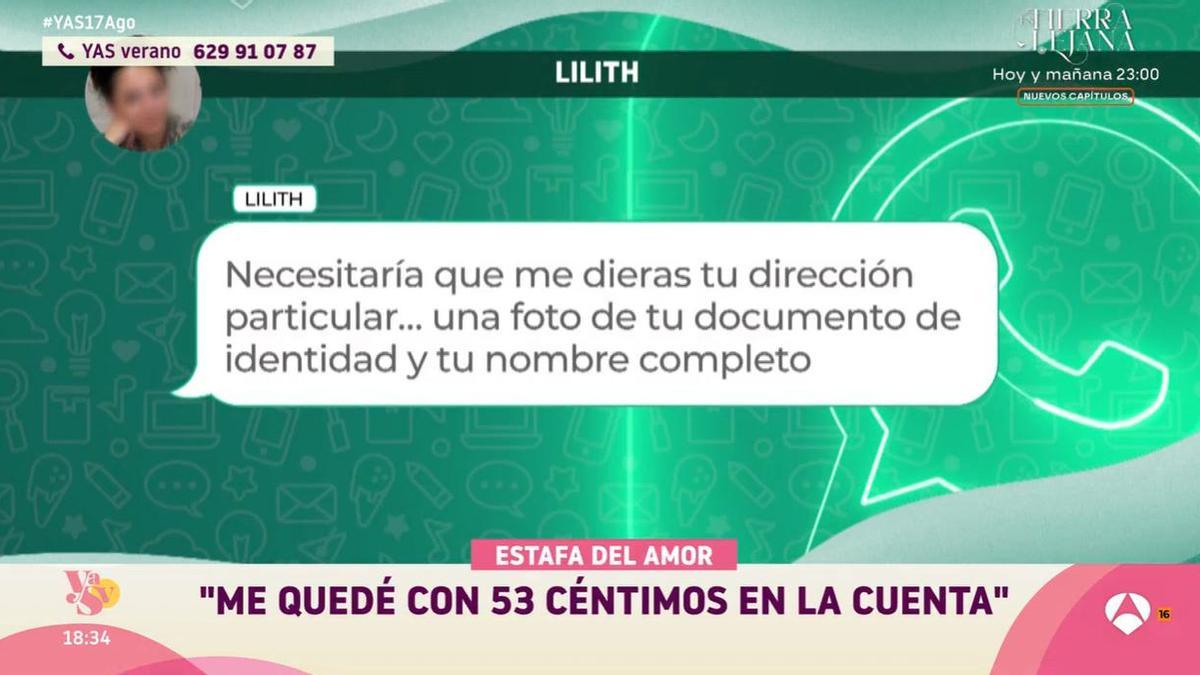 La estafadora le pidió todo tipo de datos personales.