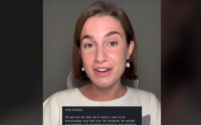 La reacción de una joven que recibe un mensaje de su jefa a las 22:00 se hace viral / Amaia Diez Lucas La reacción de una joven que recibe un mensaje de su jefa a las 22:00 se hace viral