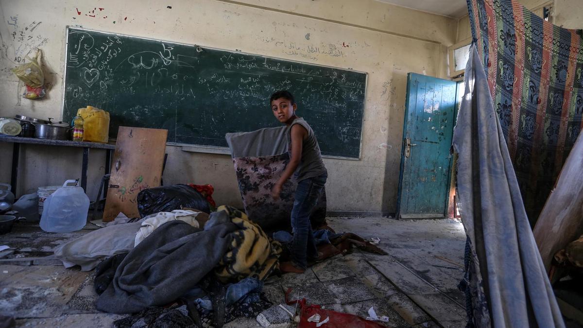 Imagen de la escuela de Gaza tras el ataque israelí