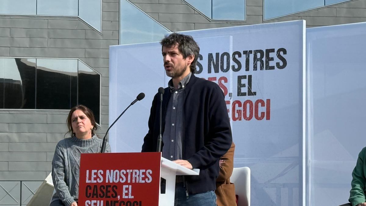 El ministro de Cultura y dirigente de los Comuns, Ernest Urtasun, en el acto de este sábado