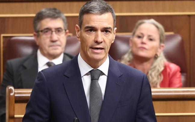 El presidente del Gobierno, Pedro Sánchez, durante una sesión de control, en el Congreso.
