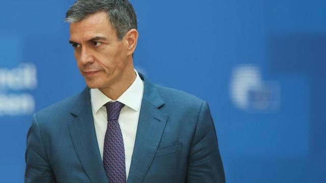 El presidente del Gobierno español, Pedro Sánchez, durante su comparecencia en Bruselas