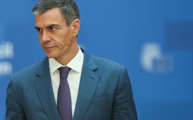 El presidente del Gobierno español, Pedro Sánchez, durante su comparecencia en Bruselas