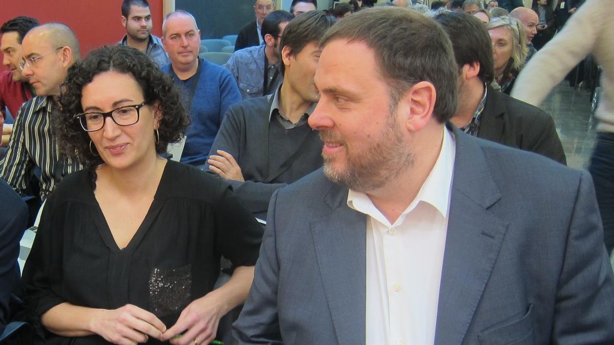 Marta Rovira y Oriol Junqueras, durante un acto político en Barcelona