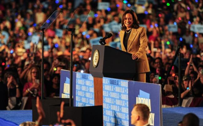 La candidata demócrata a la Casa Blanca, Kamala Harris, durante un acto electoral.