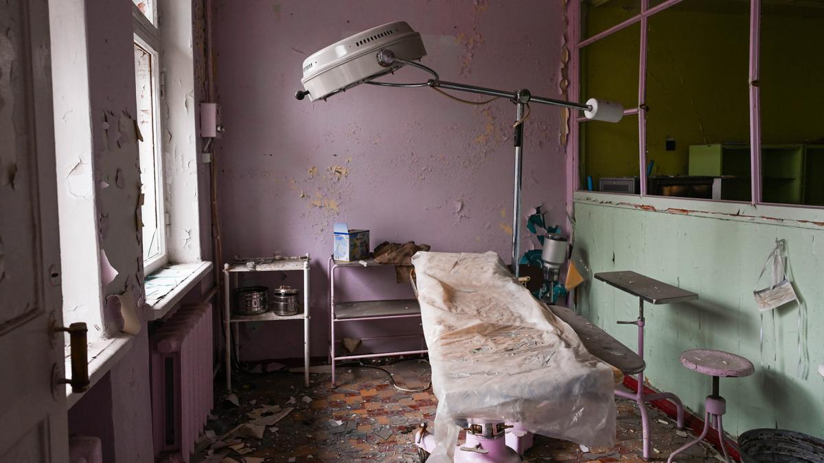 Hospital destruido en Limán, en el oblast de Donetsk.