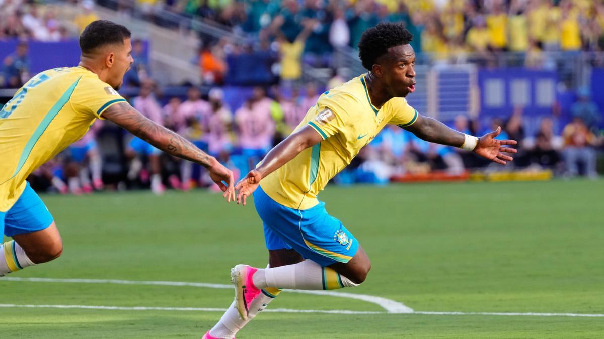 Vinicius, tras marcar ante Marruecos.