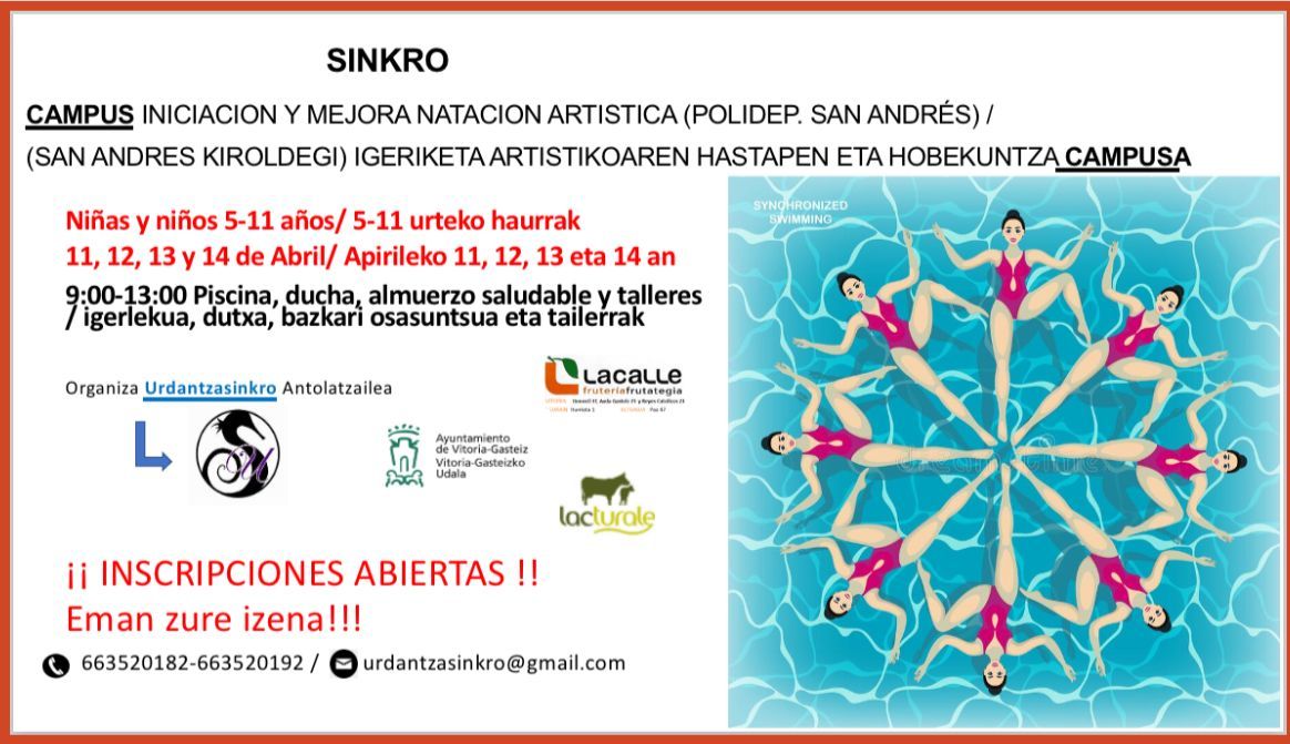 Cartel del campus de natación artística
