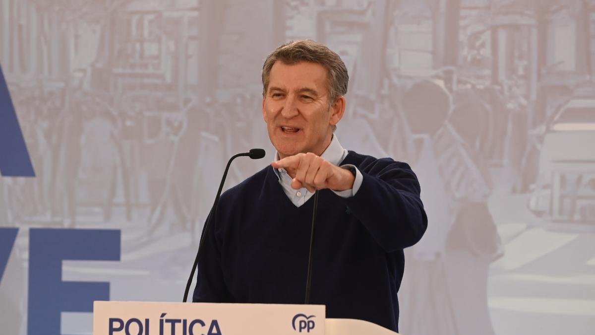 El presidente del PP, Alberto Núñez Feijóo, durante el I Foro de Grandes Ciudades.