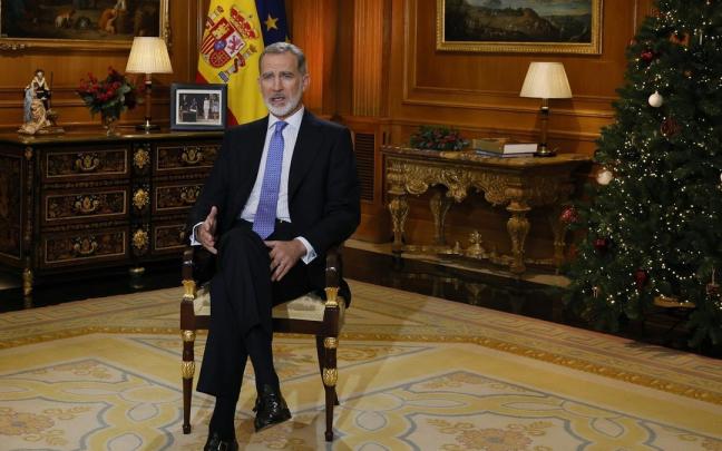 Felipe VI durante su discurso navideño. / EP Felipe VI durante su discurso navideño.