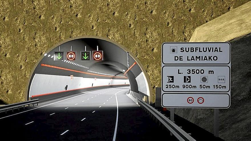 Infografía en la que se muestra una de las entradas a los túneles bajo la ría. | FOTOS: DEIA