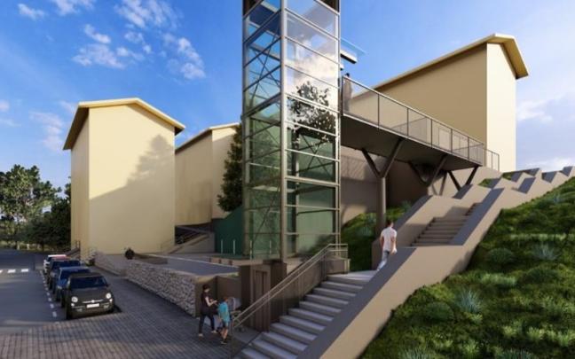 Infografía del futuro ascensor de Errotazar
