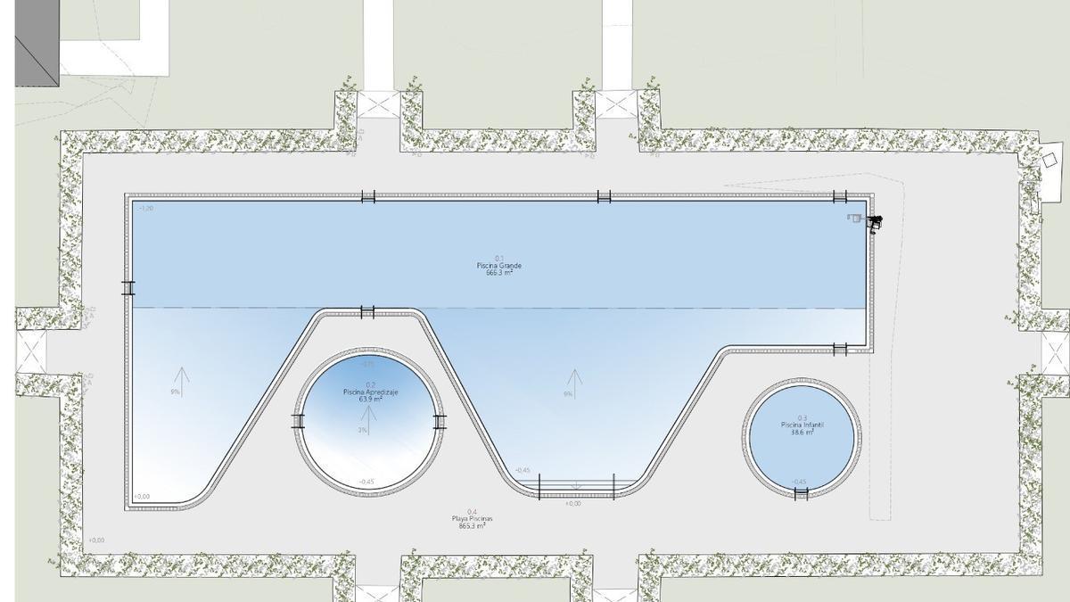 El proyecto recoge la creación de tres nuevos vasos de piscina