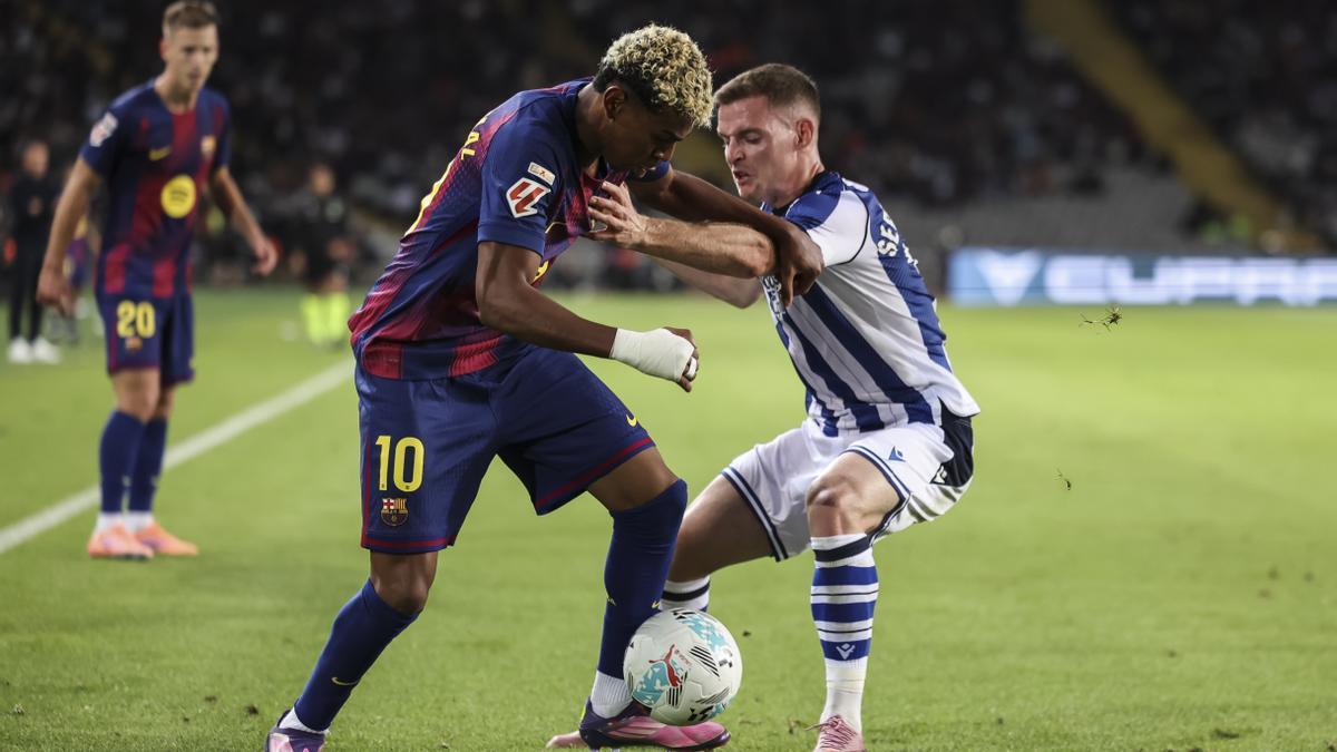 Lamine Yamal, durante un partido de la presente temporada.