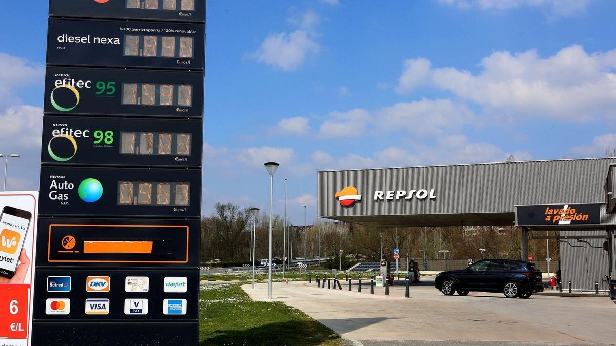 Precio de combustibles, entre ellos el GLP (o Autogás) hace semanas en una gasolinera de Pamplona.