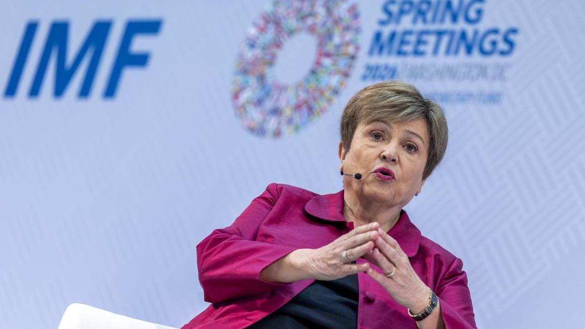 La directora gerente del Fondo Monetario Internacional (FMI), Kristalina Georgieva,durante su discurso.