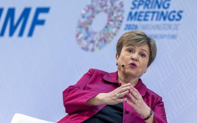 La directora gerente del Fondo Monetario Internacional (FMI), Kristalina Georgieva,durante su discurso.
