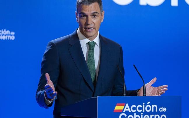 Pedro Sánchez, interviene ante los medios de comunicación.