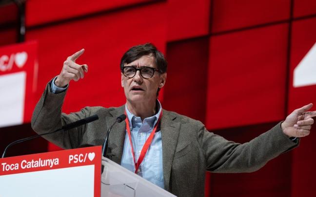 El primer secretario del PSC, Salvador Illa, interviene en el 15º Congreso del PSC.